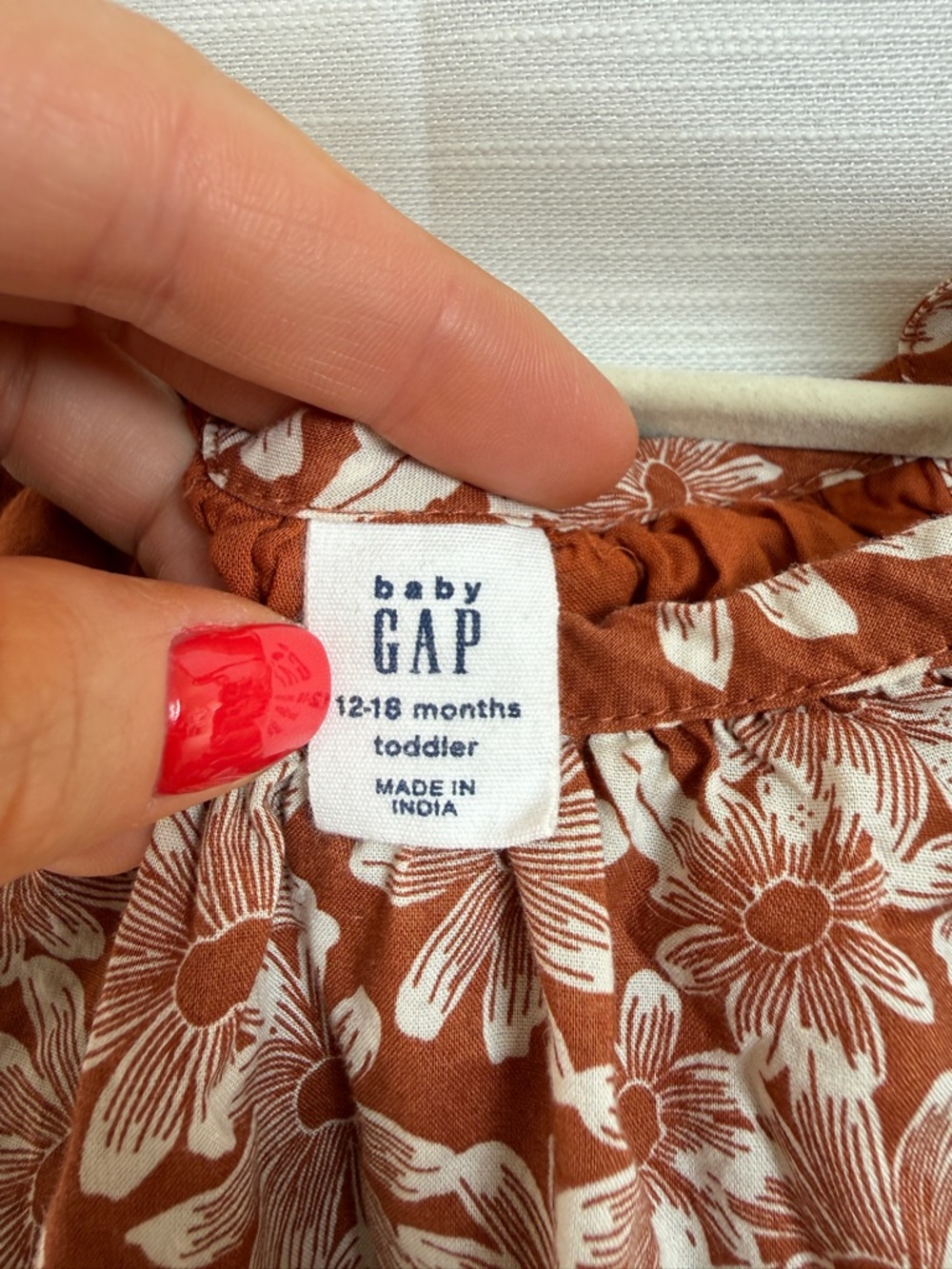 Gap Toddler Floral Boho Dress Rust Brown Daisy Print Twirl | Size 12-18M - Picture 10 of 11